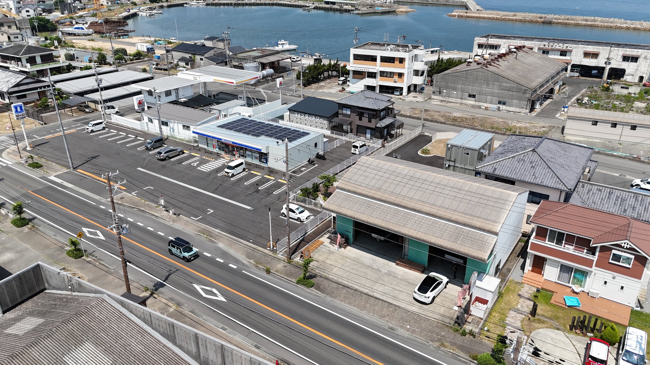 淡路市富島1978 ローソン隣・県道沿い・大型倉庫付き売土地